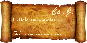 Csikány Jusztus névjegykártya